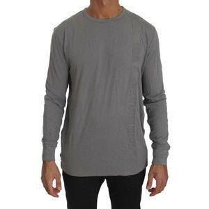 Scervino Street Cotton Gray Round Neck Pullover Top Men's Sweater